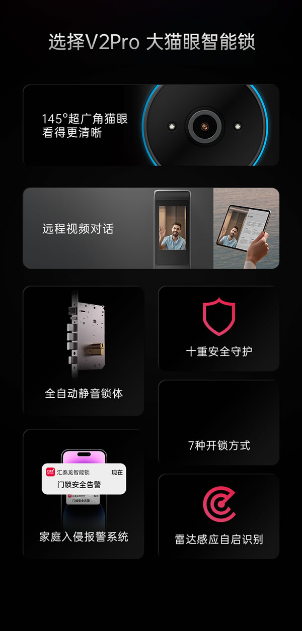看得清，更安全丨汇泰龙V2pro大猫眼智能锁
